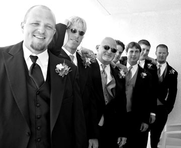 Groom and Groomsmen - artistic black and white photos Wedding Day - Virginia Beach Wedding